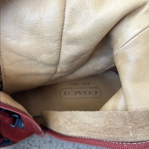 Vintage Coach Andi Knee High Rust Suede Fur Trimmed Boots in Women’s Size 6.5